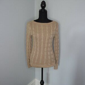 Lauren Ralph Lauren cable knit metallic gold sweater